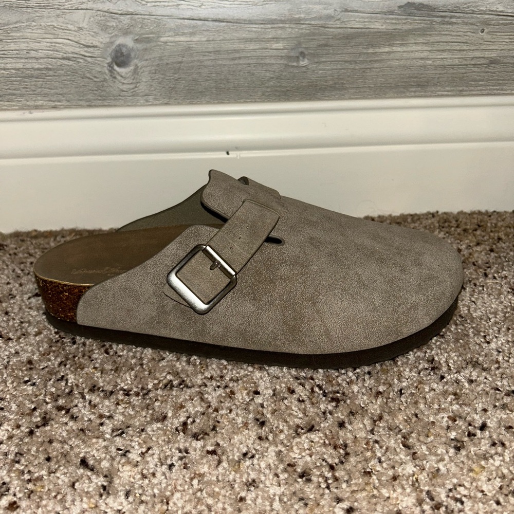 Taupe Suede Slip-On Clogs